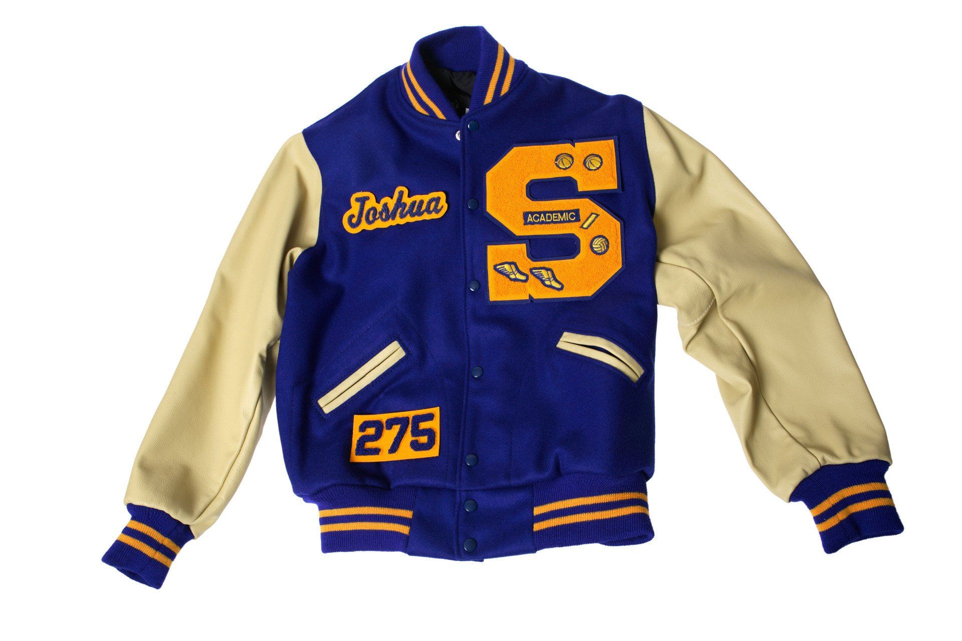 Maker of Jacket Varsity Jackets Blue Golden Ratio Baseball