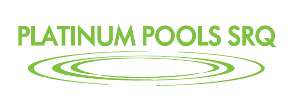 A black and white logo for platinum pools srq.