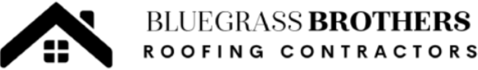 Bluegrass Brothers Roofing Contractors logo with a black house roof icon and black text on a white background