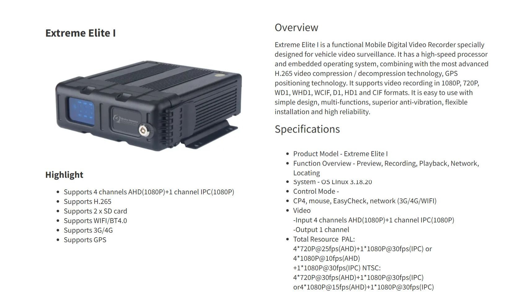 Extreme Cube 3 external hard drive enclosure. Black, with blue LED and product specs.