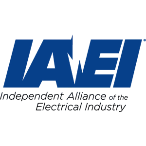 Blue IAEI logo with tagline Independent Alliance of the Electrical Industry.