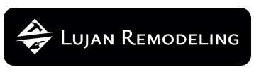 The Lujan Remodeling logo, featuring a diamond icon with a hammer and trowel on a black rectangular background.