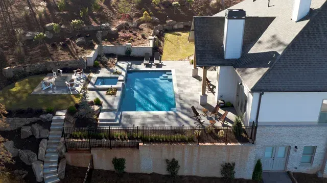 Renovated geometric pool in Marietta, GA