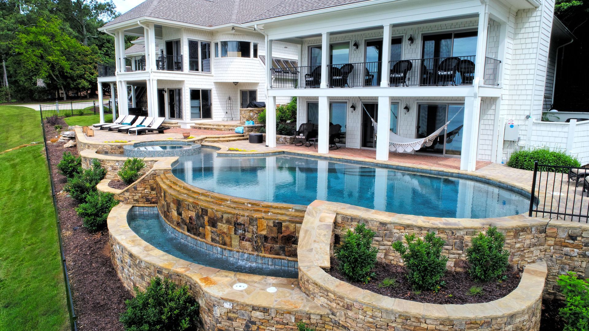 Newly renovated freeform pool in Roswell, GA