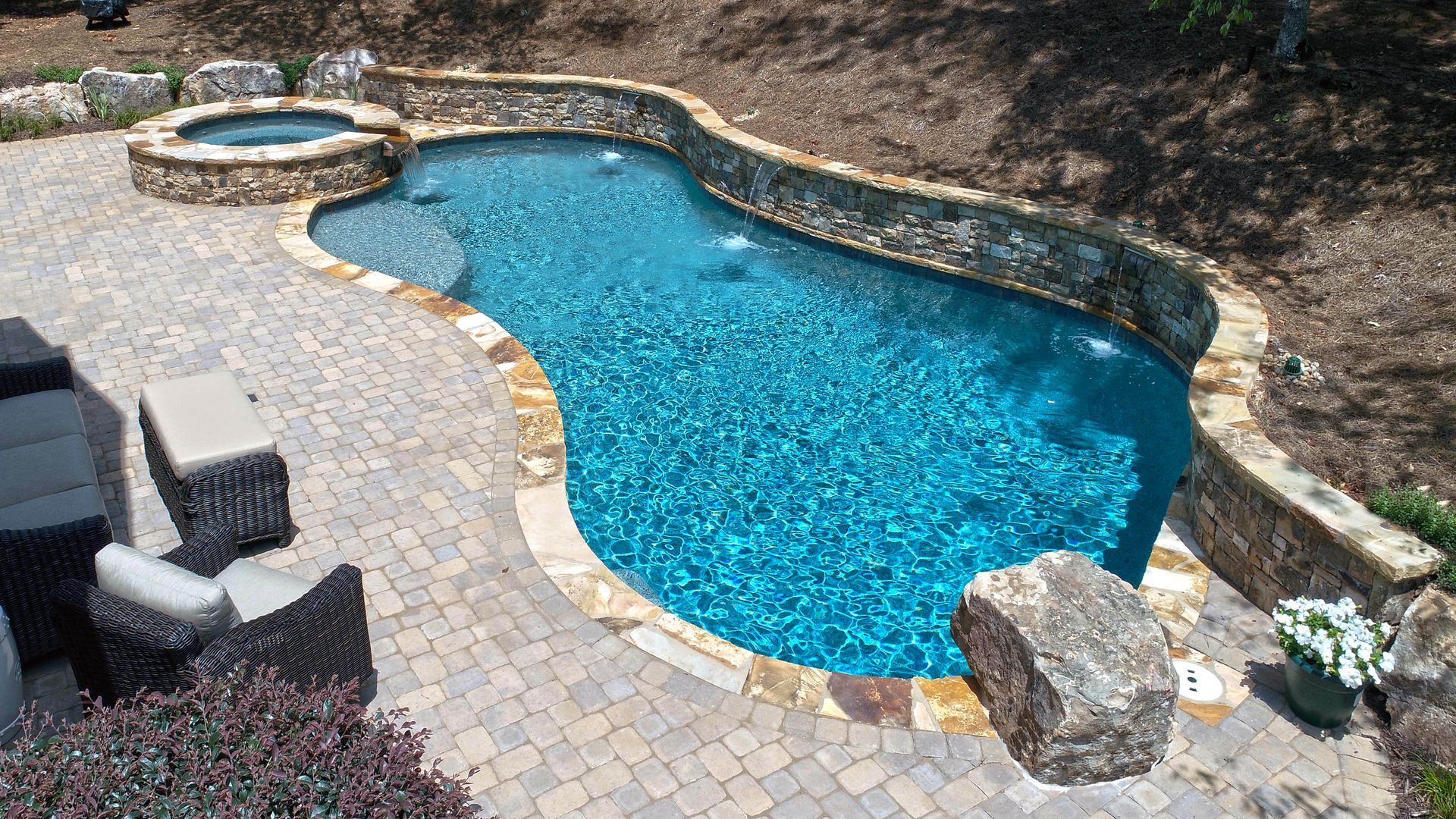 Renovated freeform pool in Ball Ground, GA
