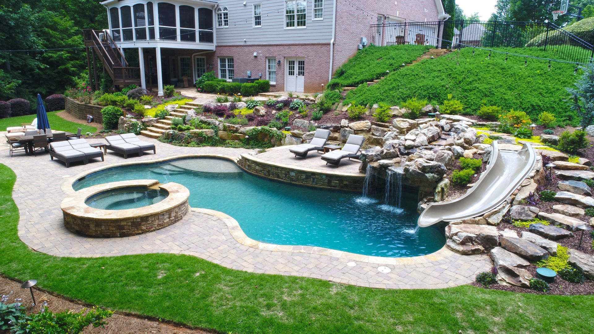 Freeform pool renovation in Milton, GA