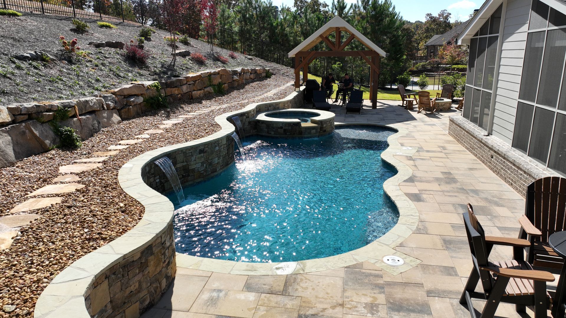 Renovated freeform pool in Gainesville, GA