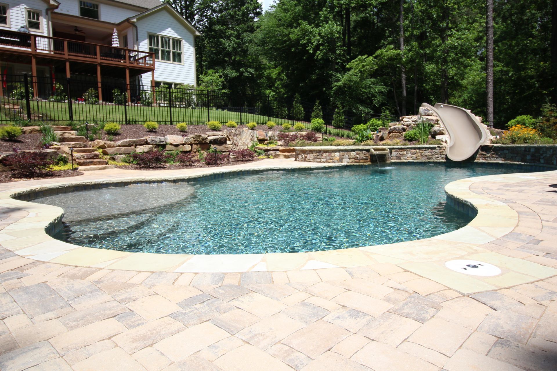 Renovated freeform pool in Roswell, GA