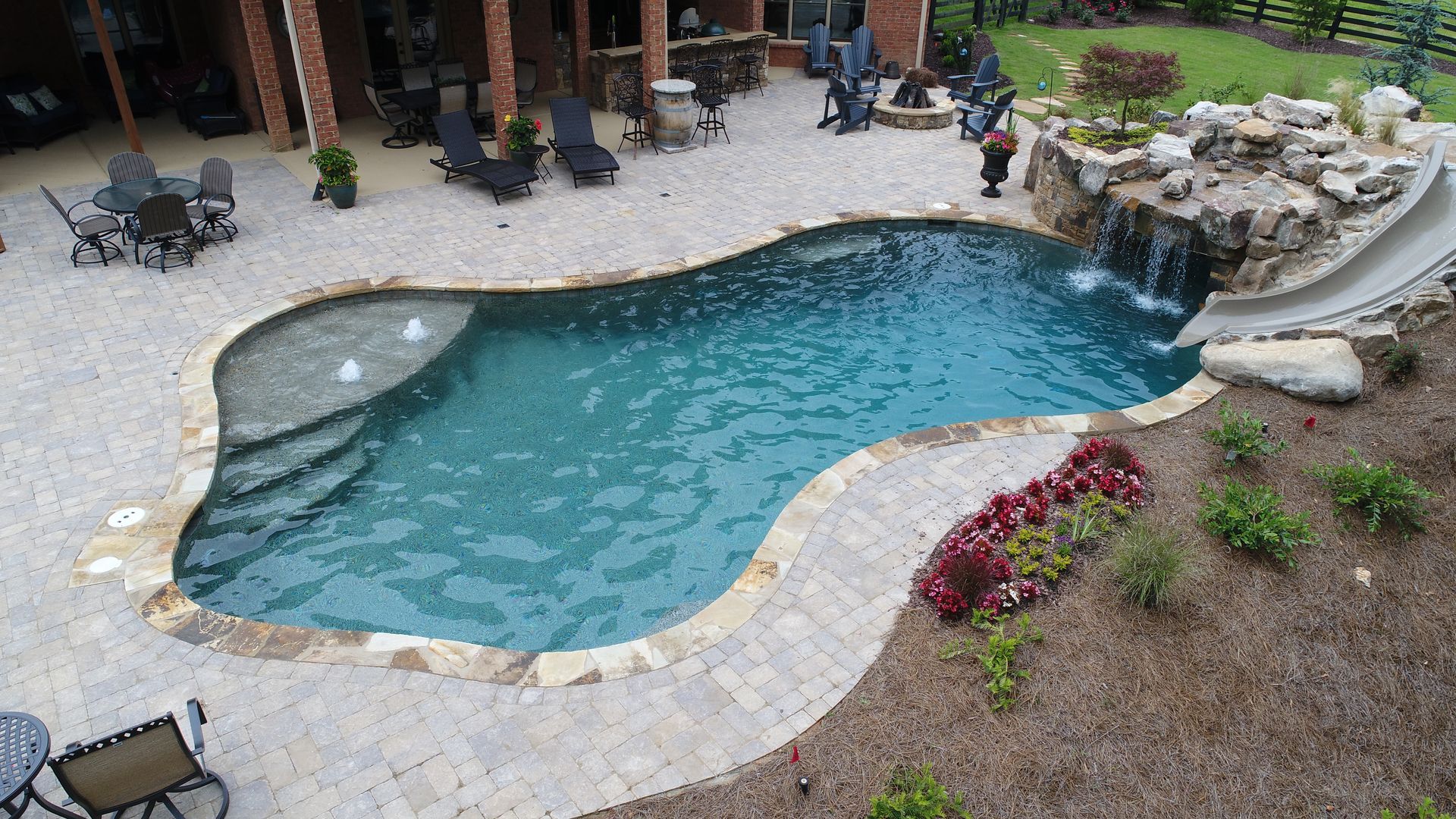 Renovated freeform pool in Dawsonville, GA