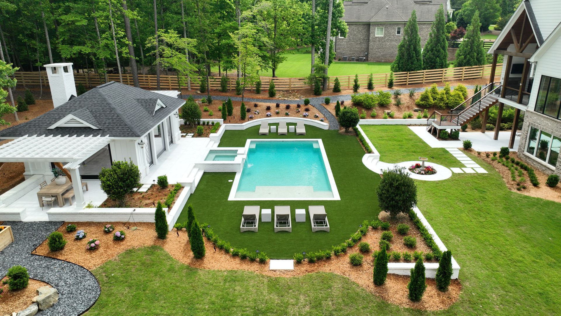 Renovated geometric pool in Johns Creek, GA