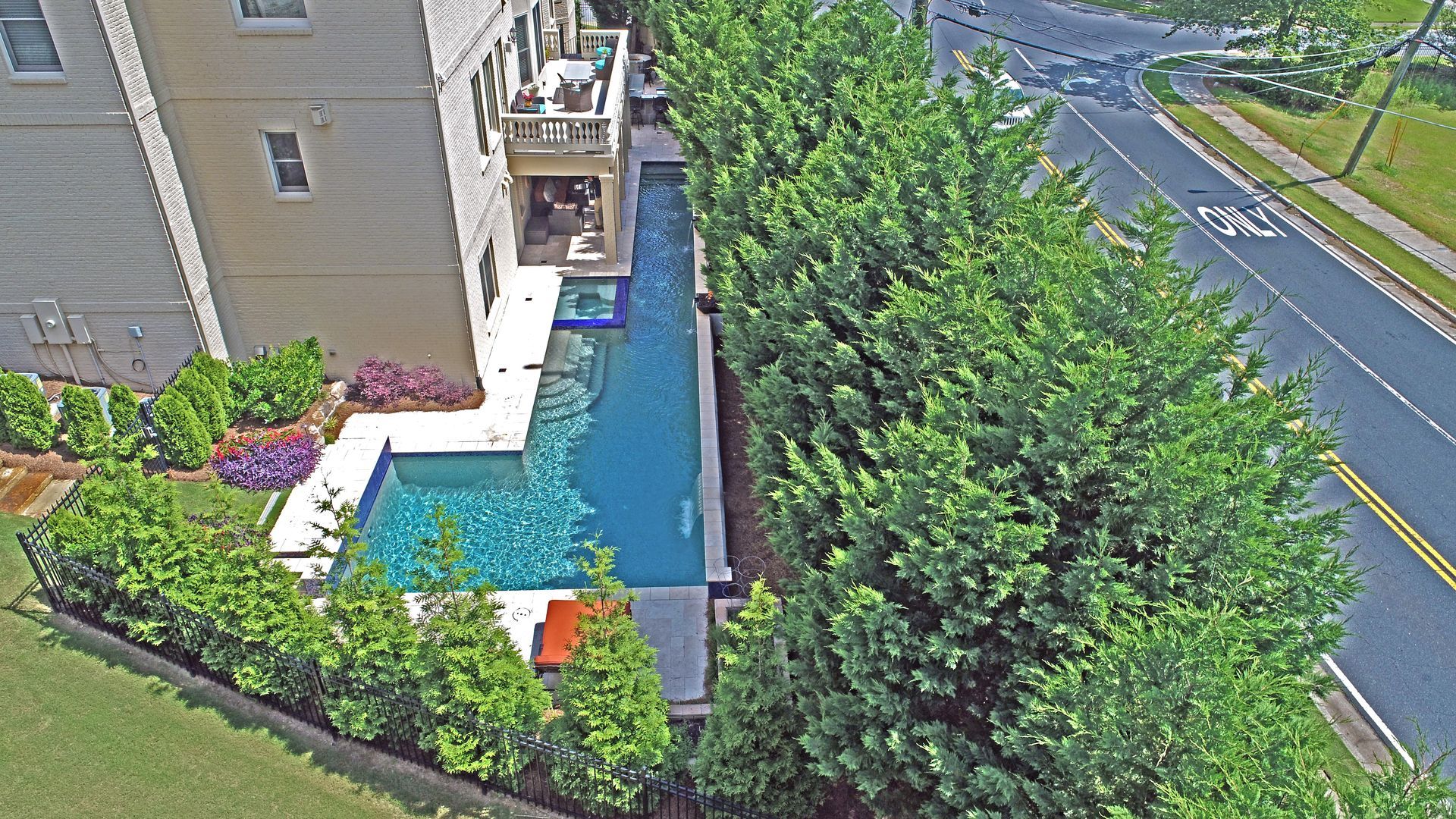 Renovated geometric pool in Canton, GA