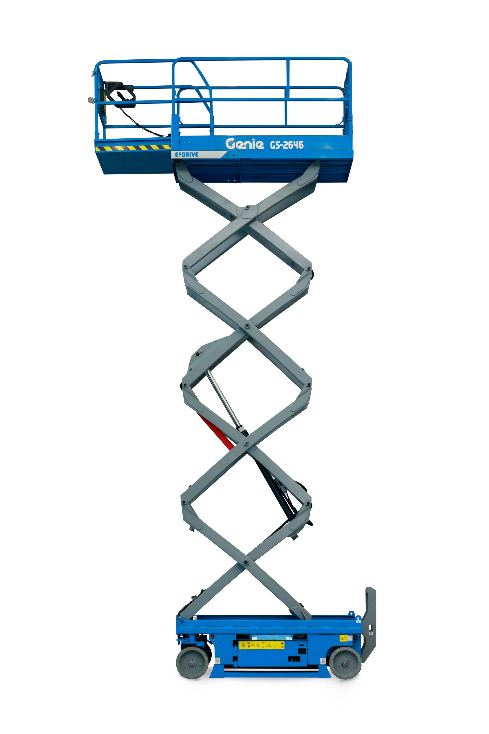 Blue Genie GS-2690 scissor lift extended.