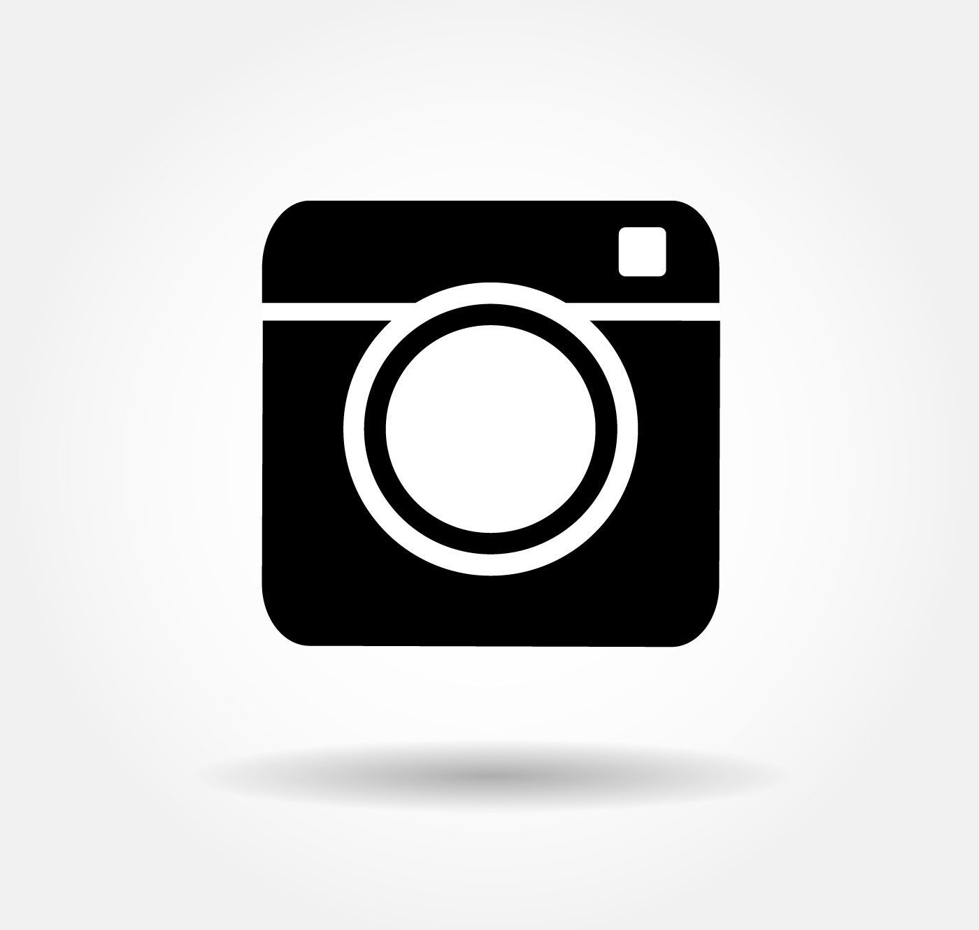 Instagram icon, black square with rounded corners, a lens and small viewfinder.