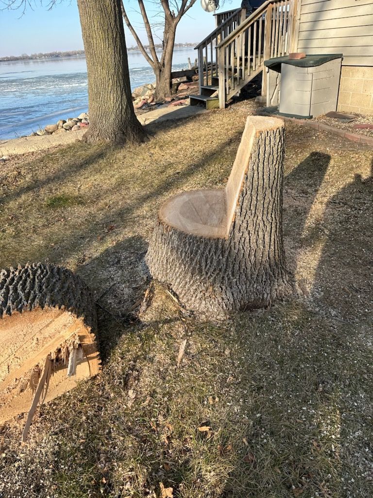 A chair made out of a tree stump