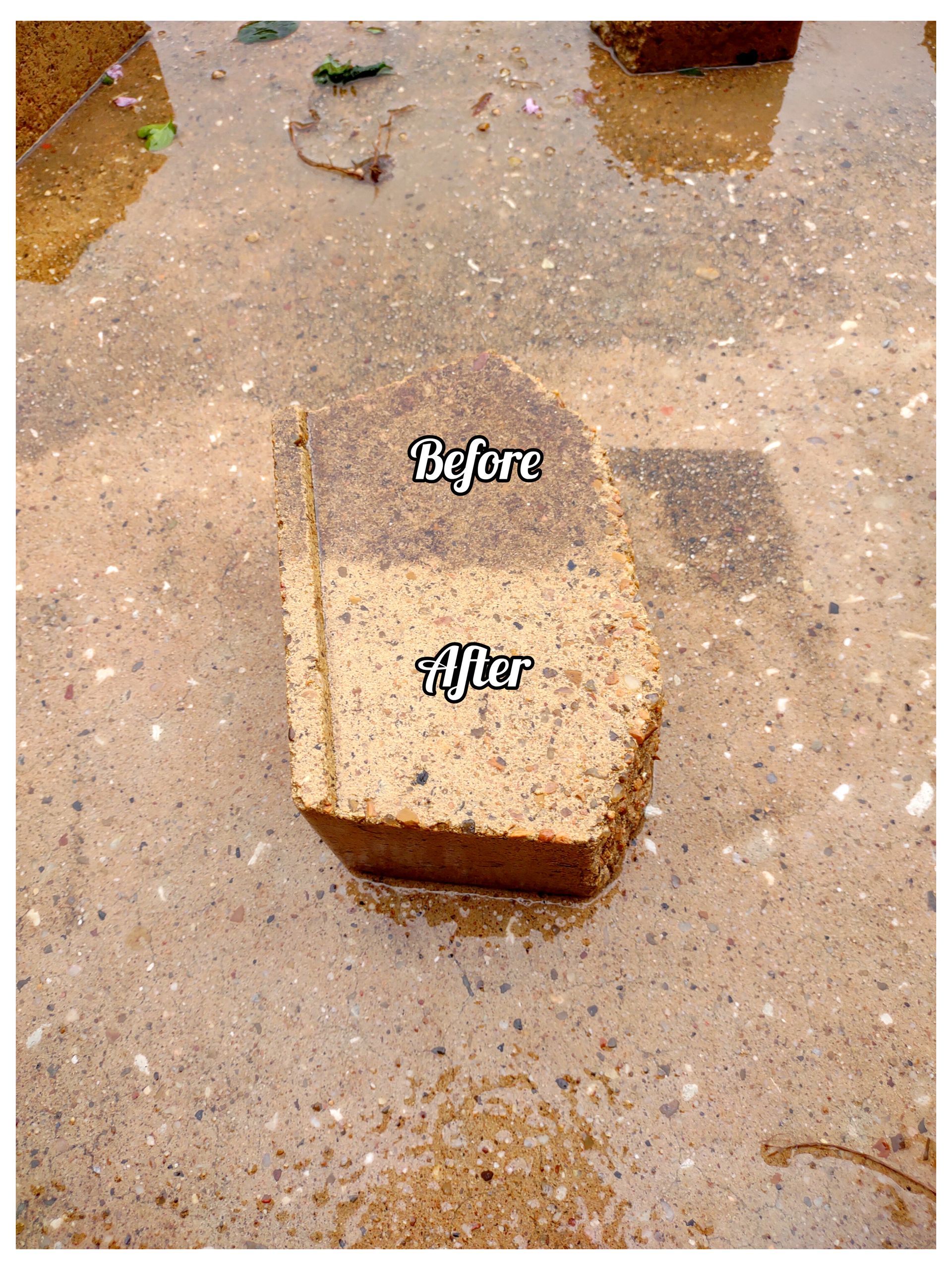 Brick half-cleaned, showing 