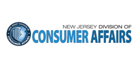 Logo of New Jersey Division of Consumer Affairs: blue text and emblem with a silhouette of the state.