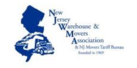Logo of the New Jersey Warehouse & Movers Association featuring the state outline and a truck.