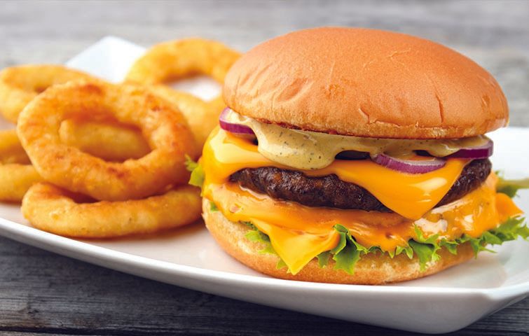 Burger With Onion Rings