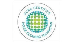 IICRC Certified House Cleaning Technician logo with green and blue circular dot globe