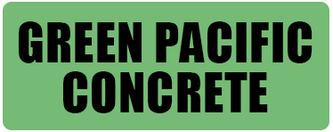 Green sign with bold black text reading &ldquo;GREEN PACIFIC CONCRETE&rdquo;