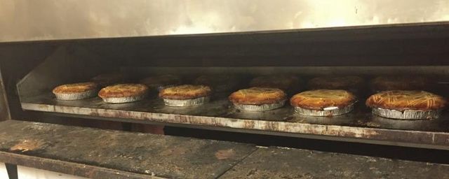 pies in the oven