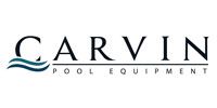 Carvin Pool Equipment logo with stylized wave graphic and text.