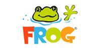 Logo with a green frog and the word 