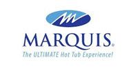 Marquis hot tubs logo: Blue oval with a stylized 