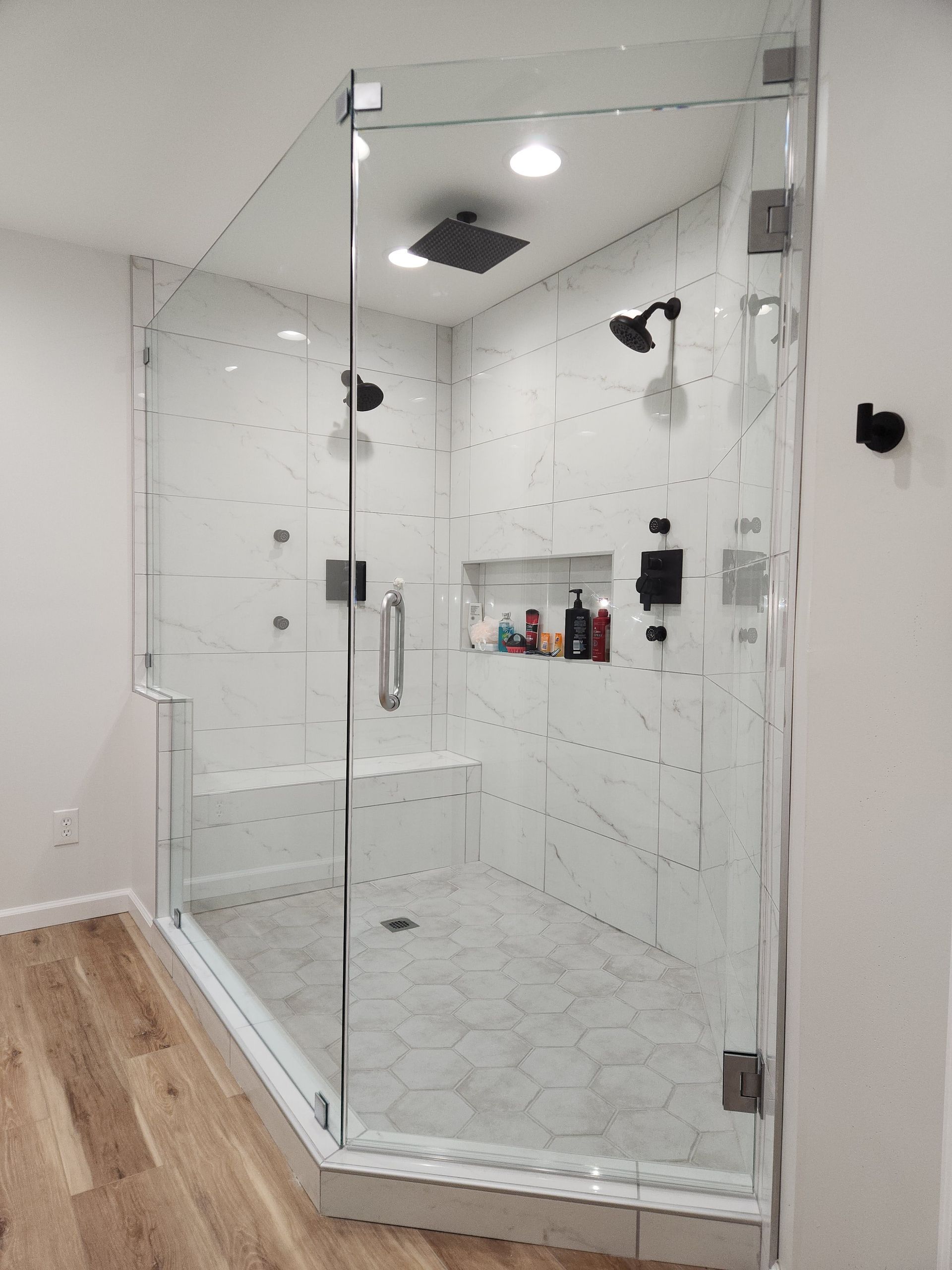 Clear Glass with Satin Chrome Clamps