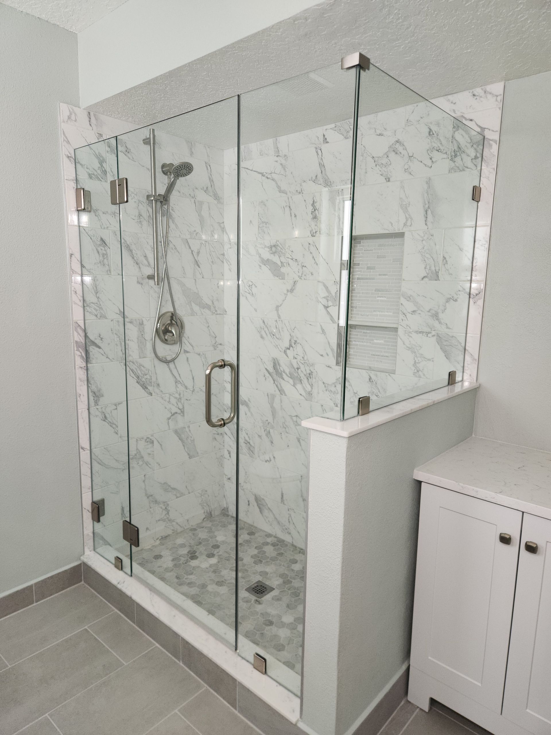 Clear Glass with Brushed Nickel Clamps