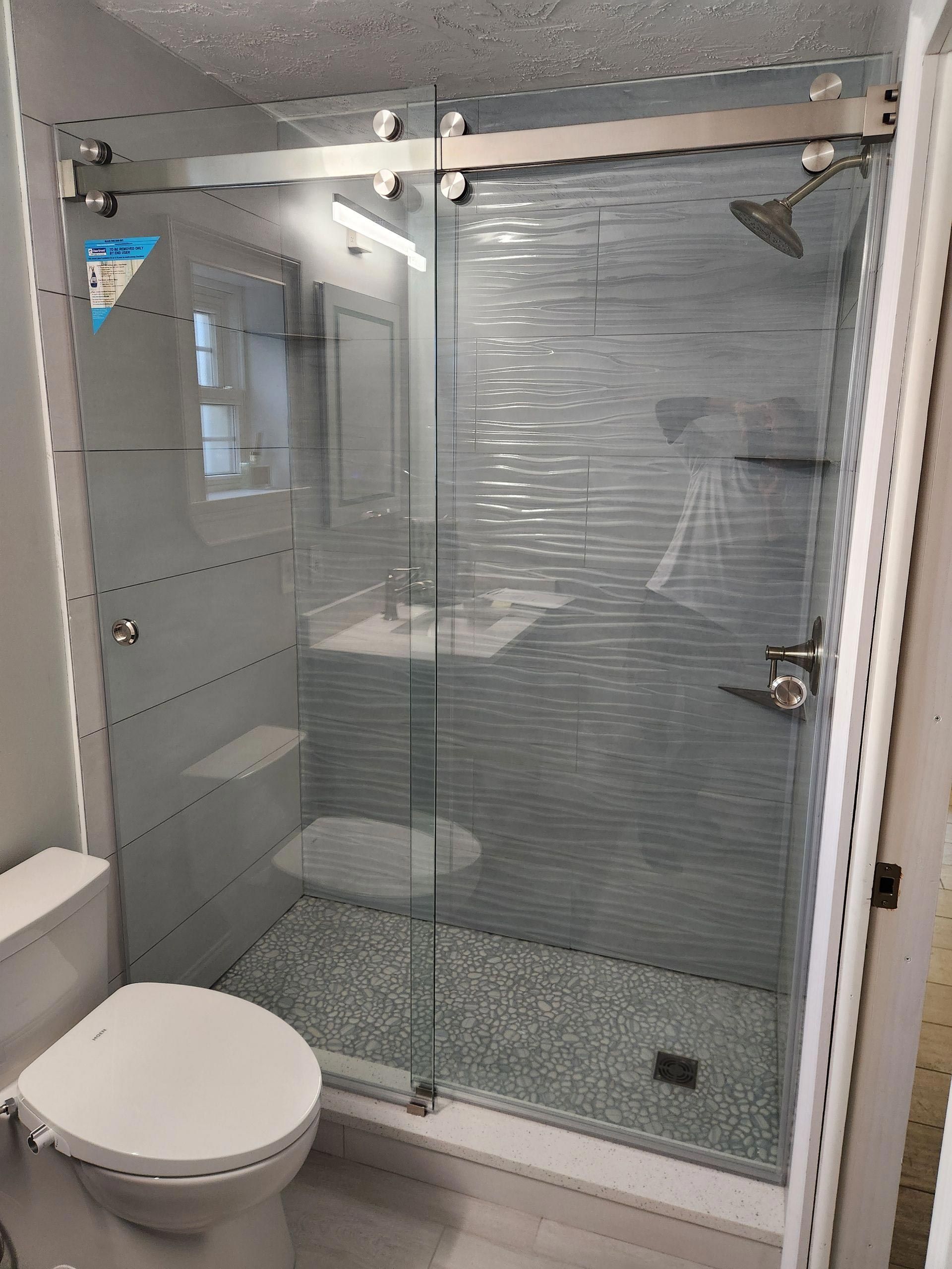 3/8” Clear Glass CRL Brixen Bypass Brushed Nickel