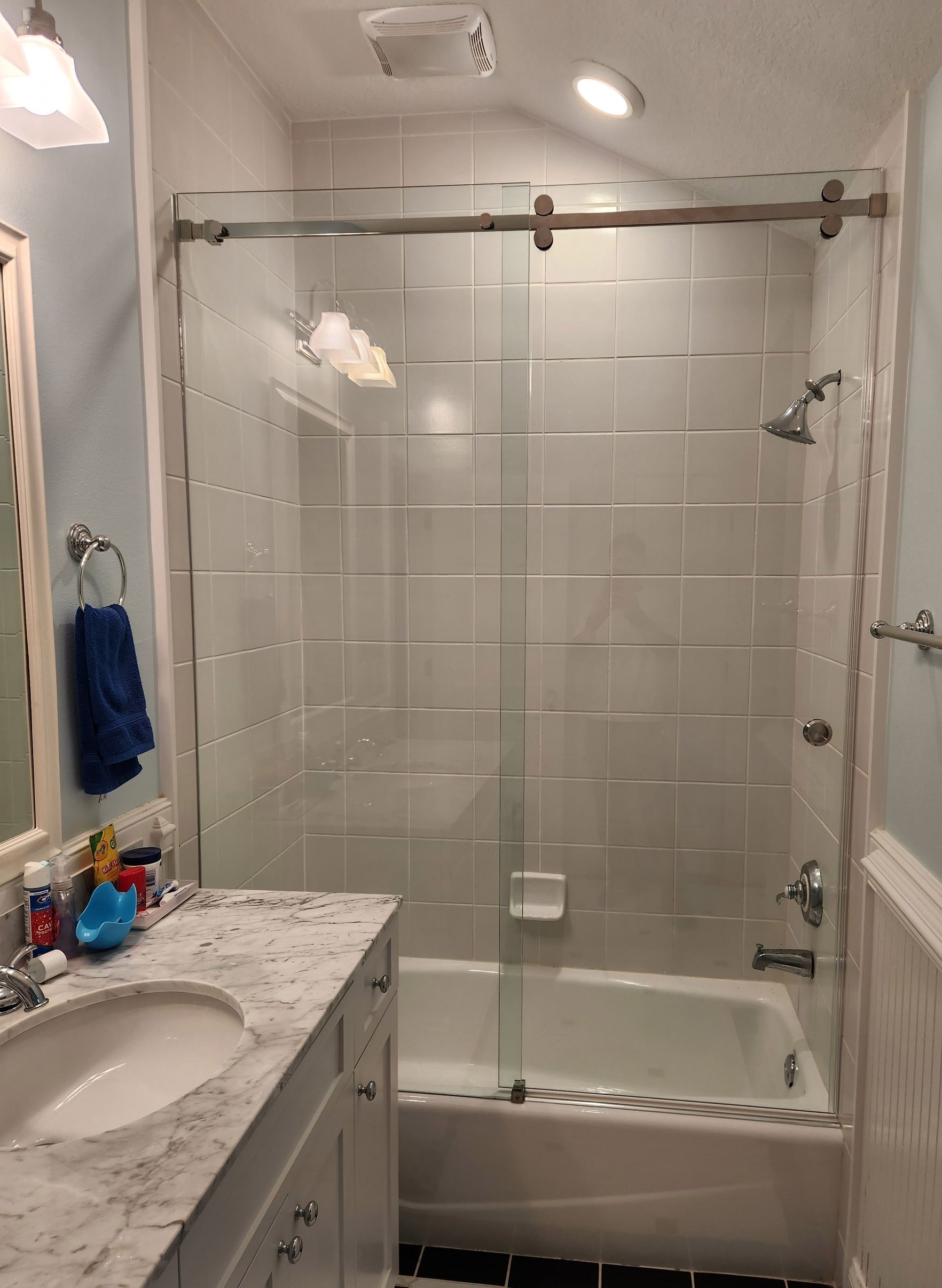 3/8” Low Iron Glass CRL Serenity Slider Chrome