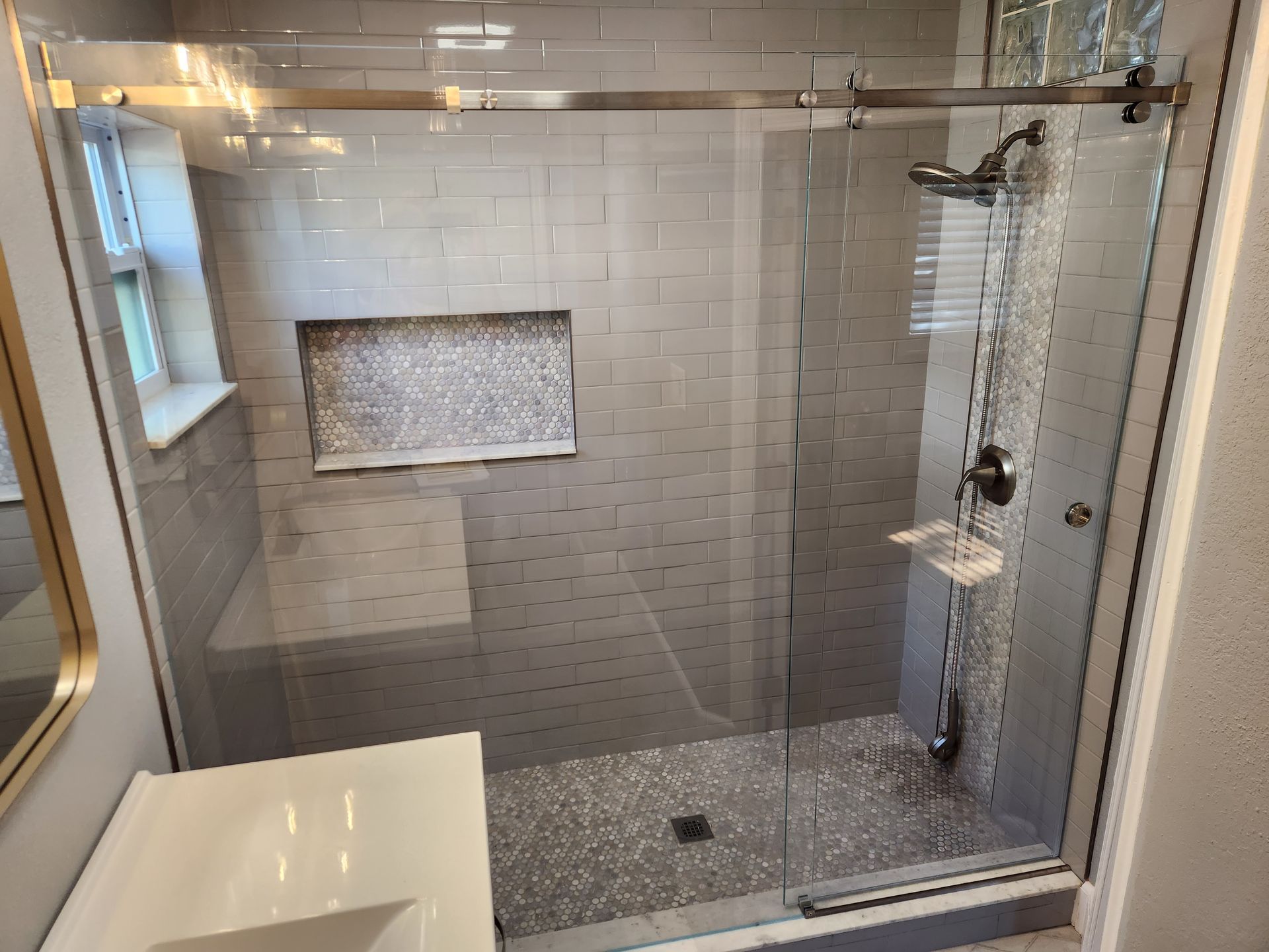 3/8” Low Iron Glass Serenity Slider Brushed Nickel