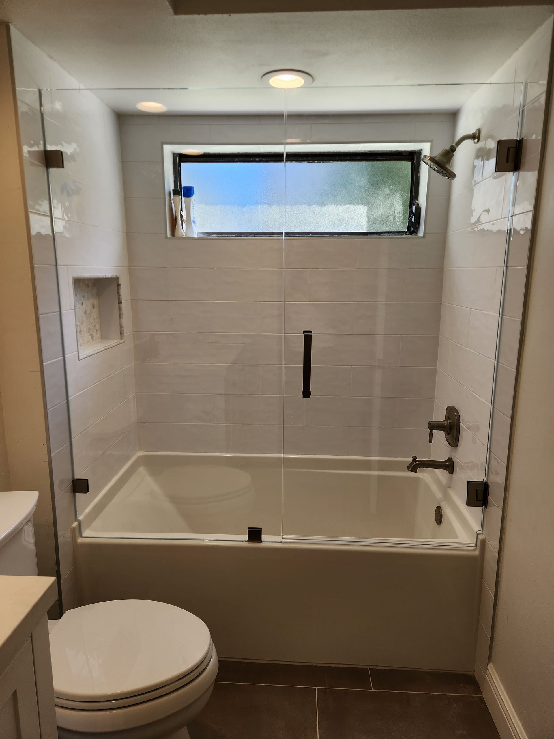 3/8” Low Iron Glass Brushed Nickel Clamps