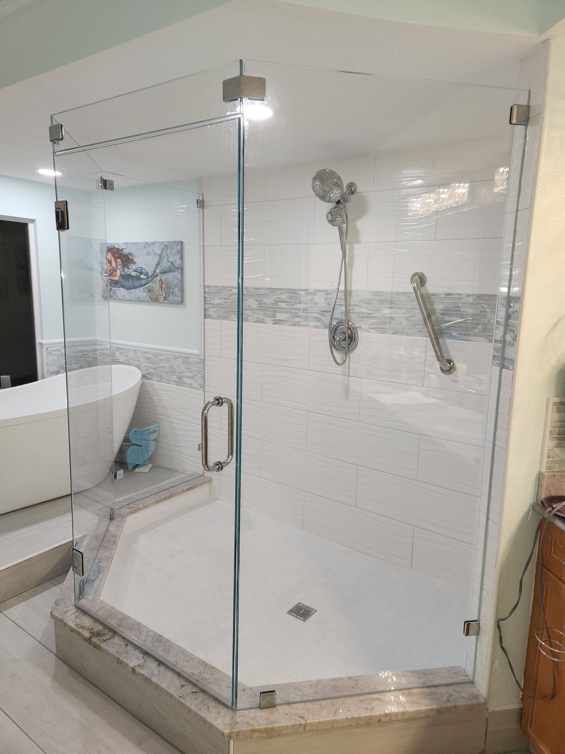 3/8” Low Iron Glass With Chrome Clamps