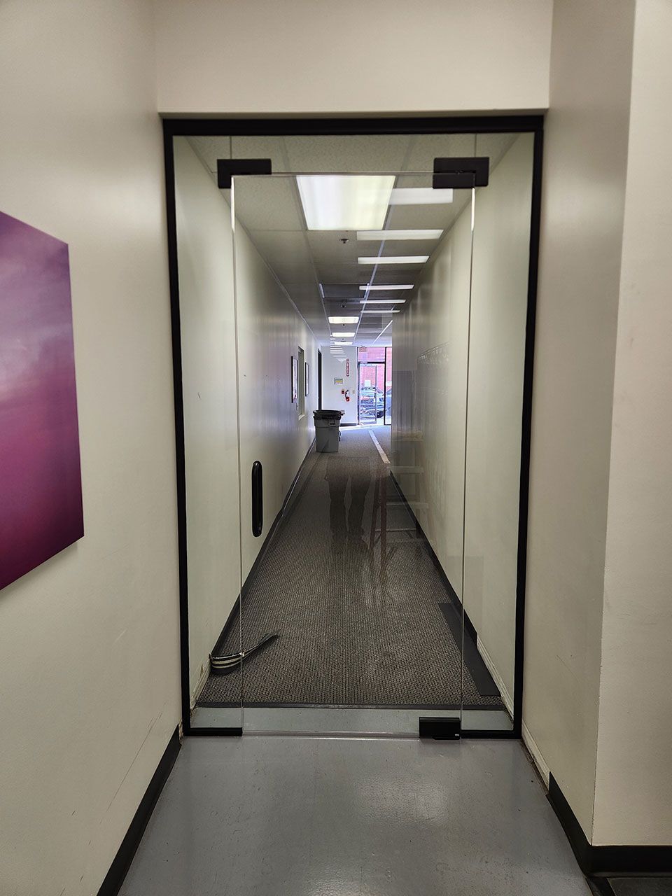 1/2 inch clear glass matte black office partition