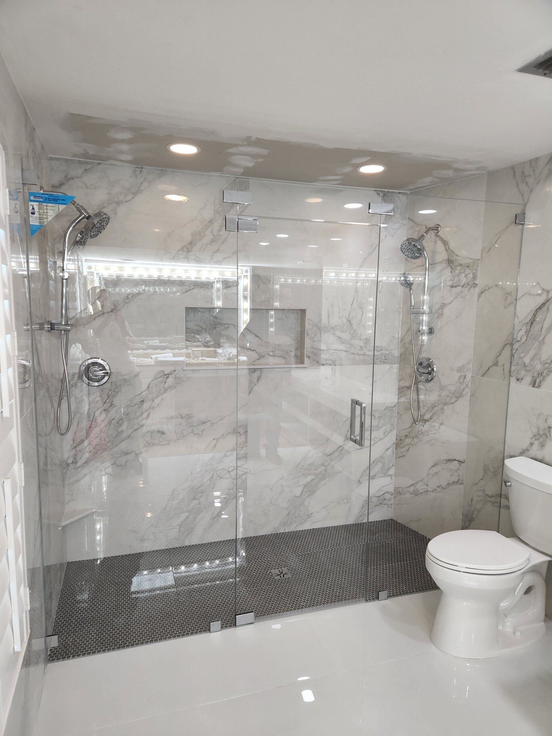 Shower Enclosure With Chrome Clamps