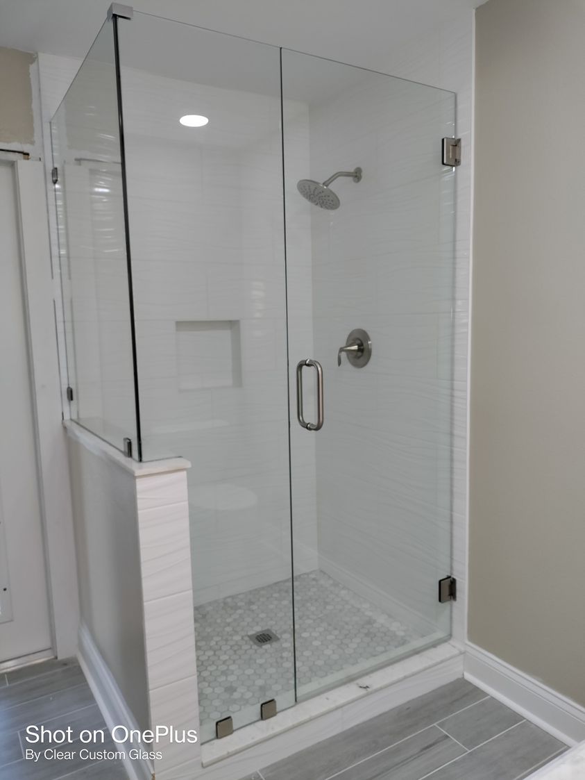 3/8 Frameless with Brushed Nickel Hardware