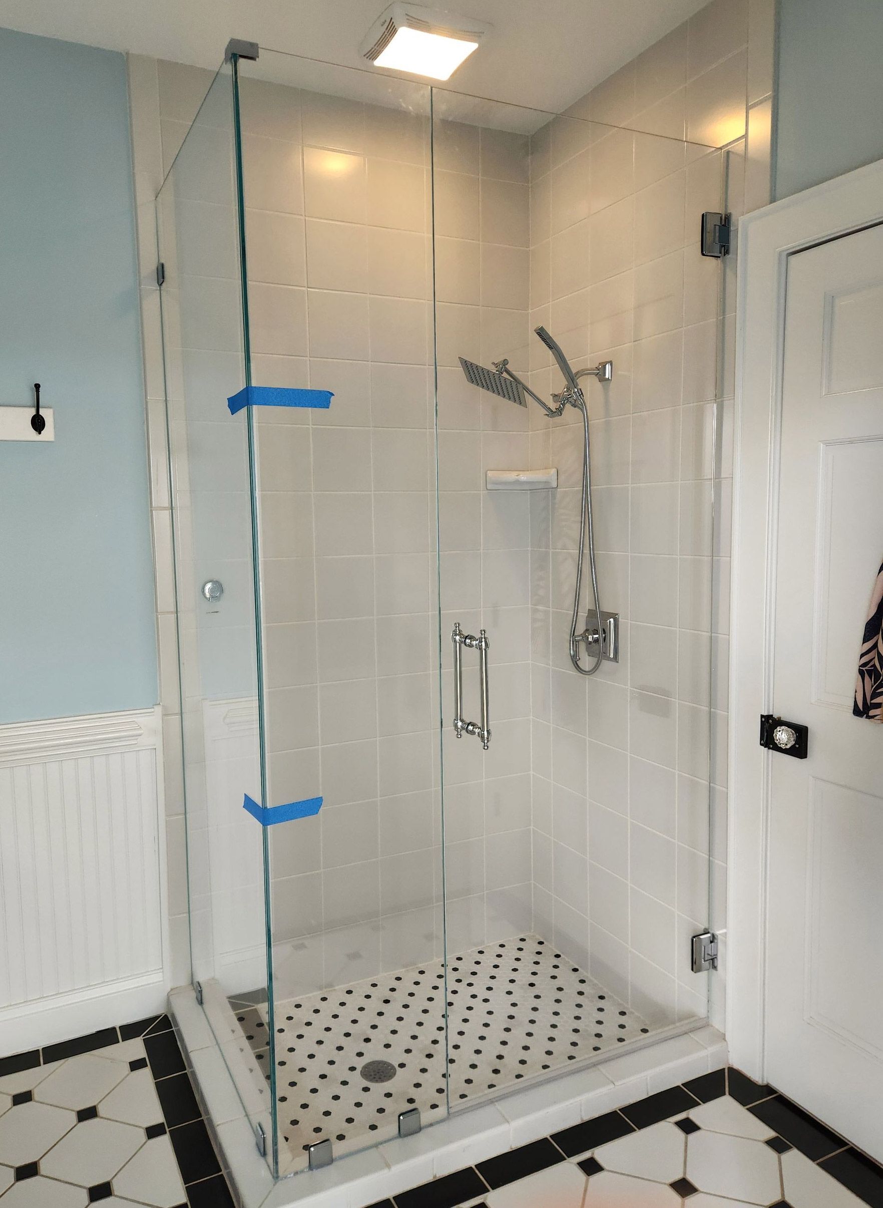 3/8” Low Iron Glass Chrome Clamps Shower Enclosure