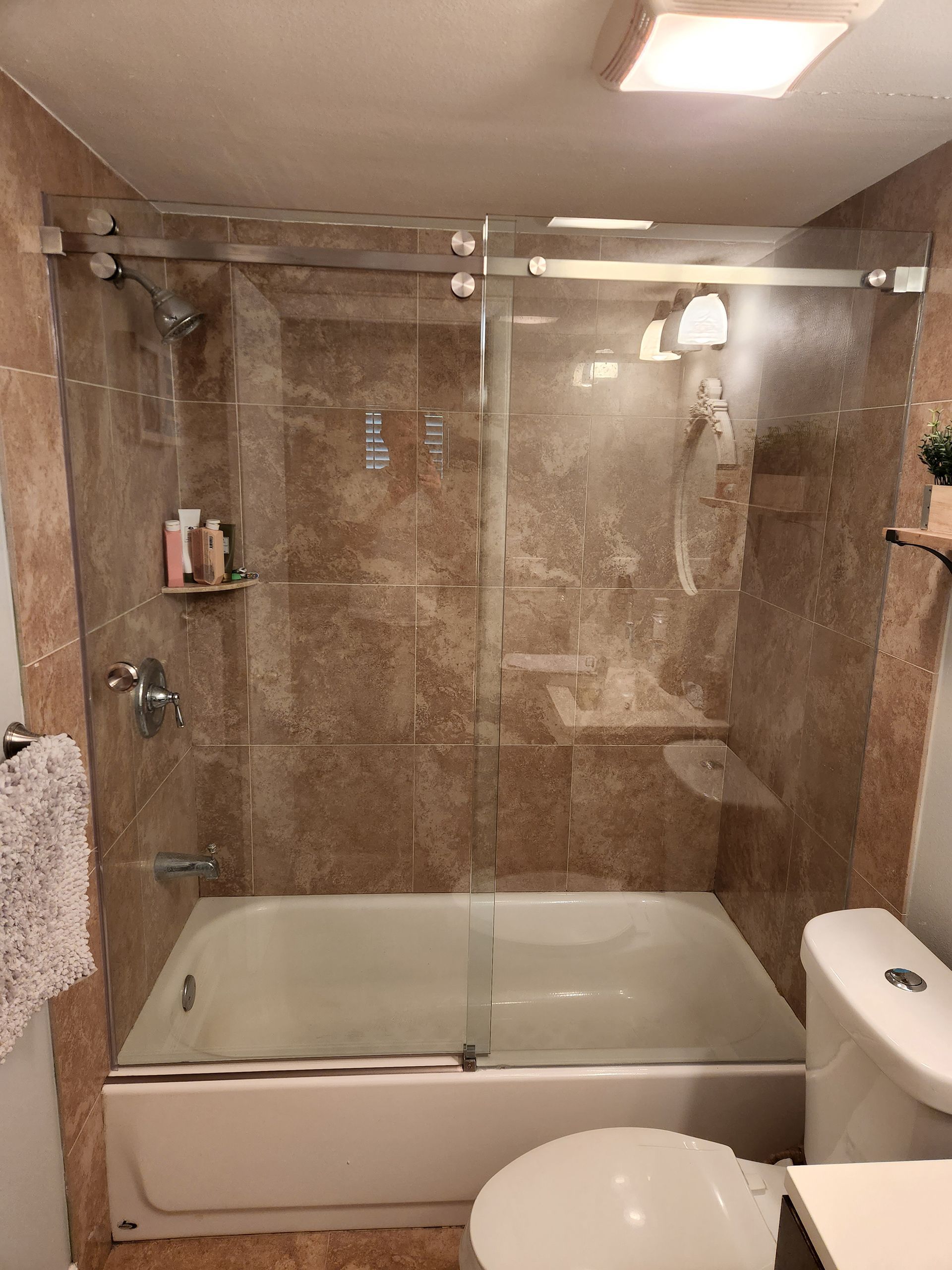 Shower Slider with brushed nickel