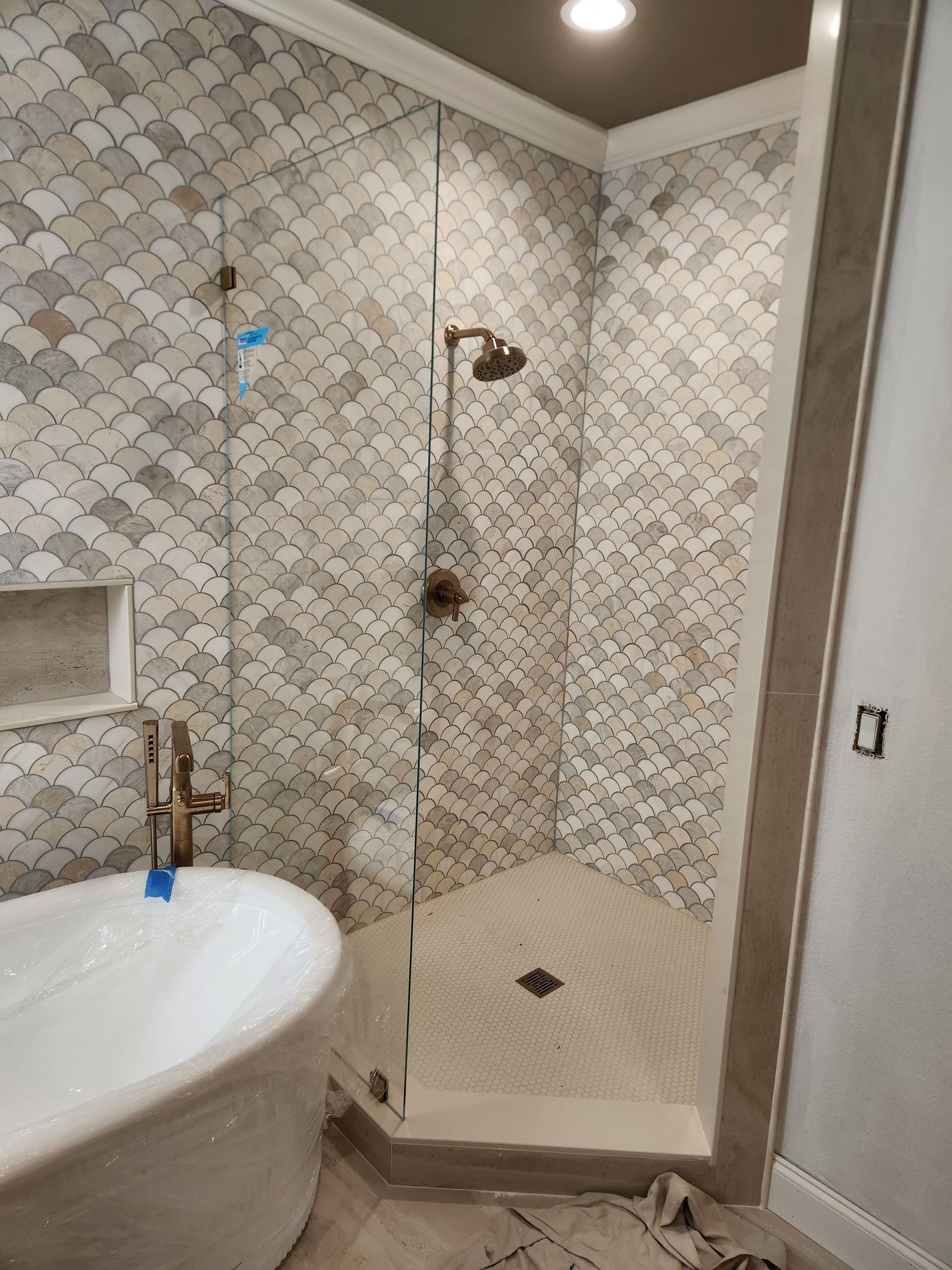 3/8 low iron glass brushed bronze clamps