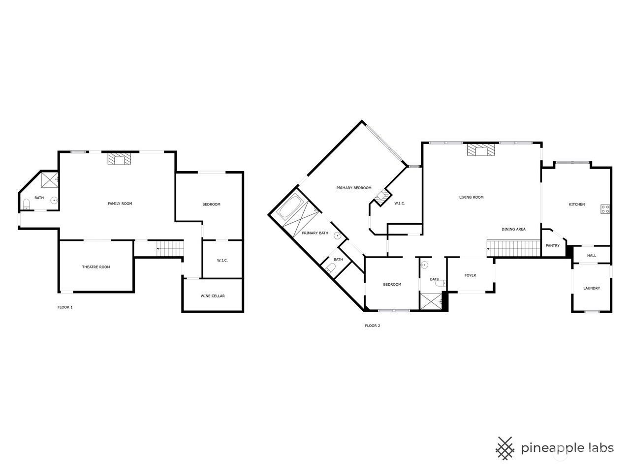 A black and white floor plan of a house.