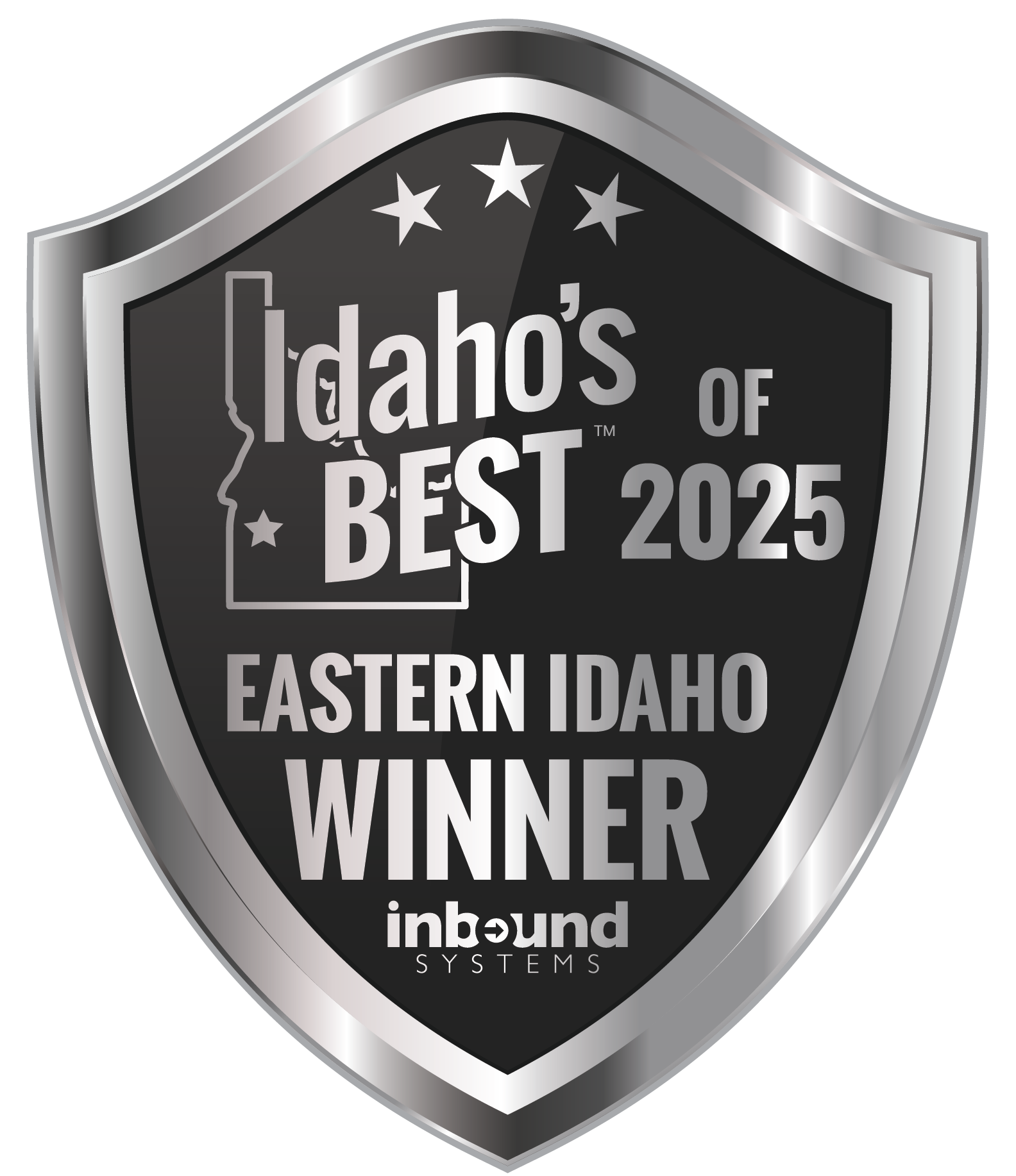 A silver shield emblem for