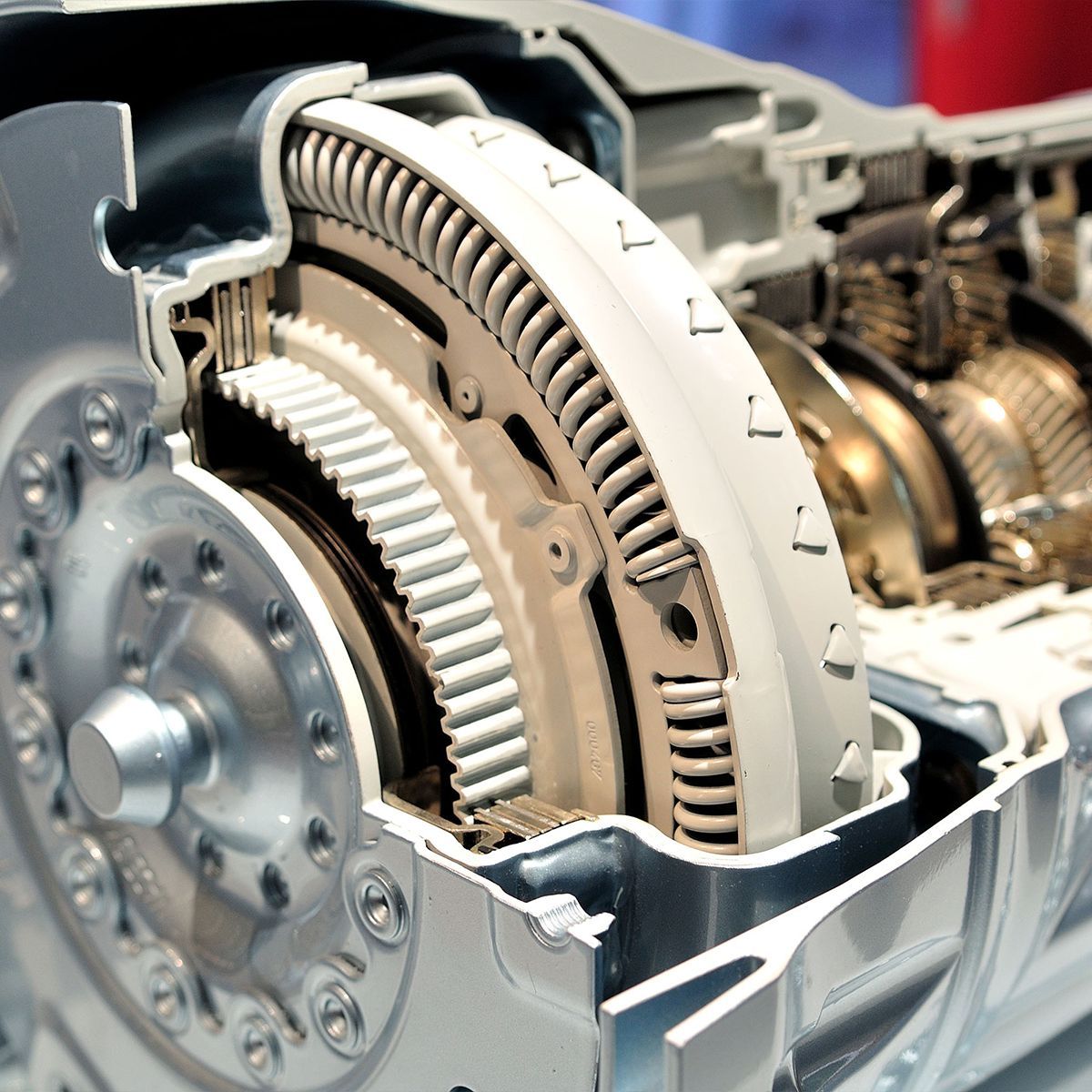 A close up of a gearbox with the number 1 on it