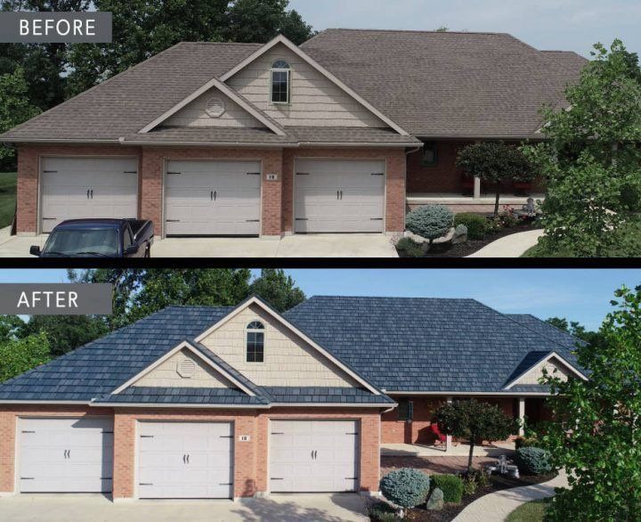 Before and after roofing construction