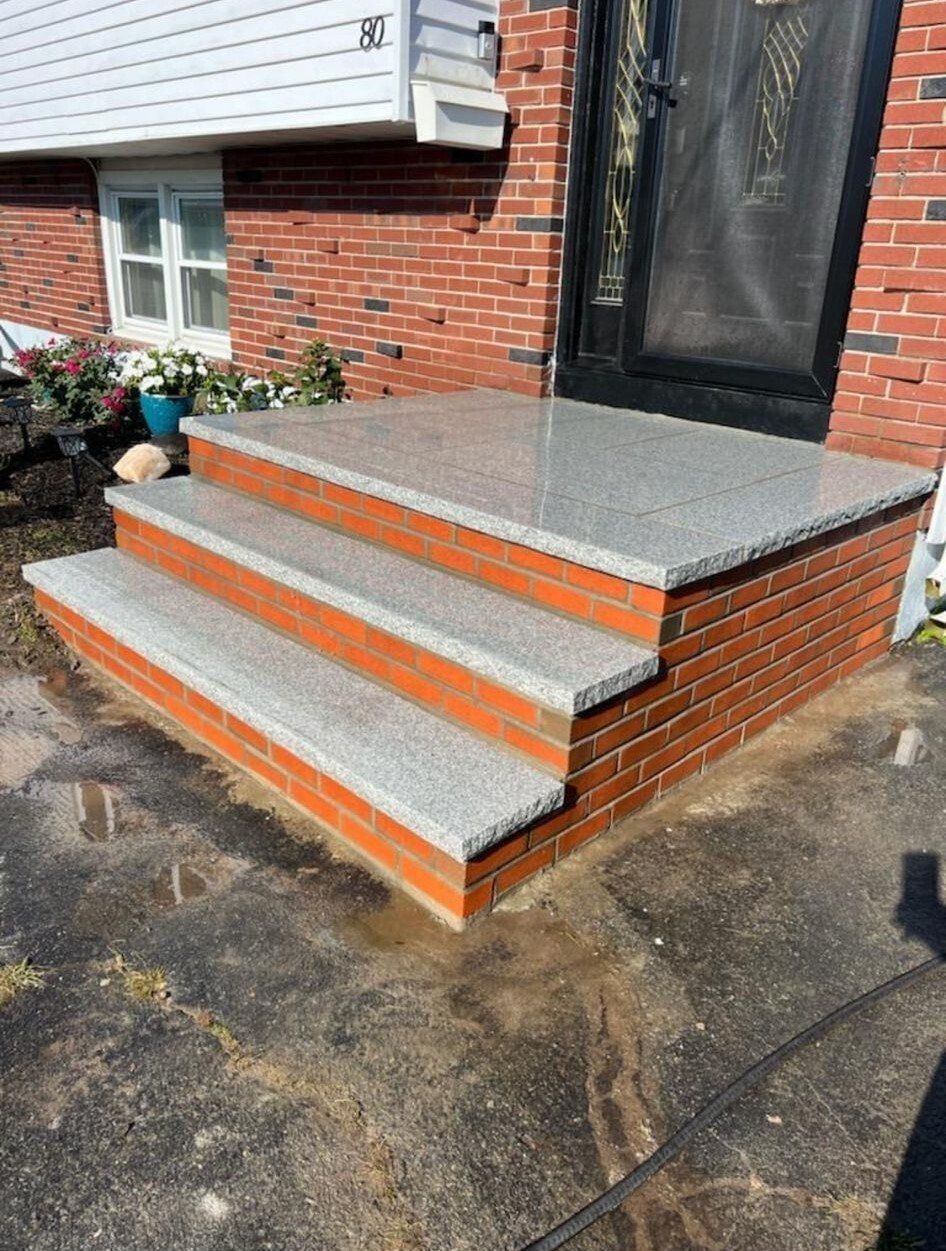 Newly constructed front door steps