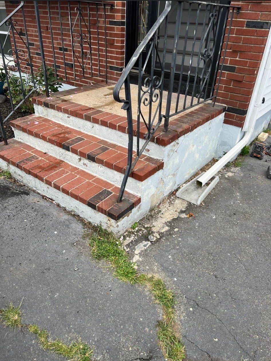 Front door steps before construction