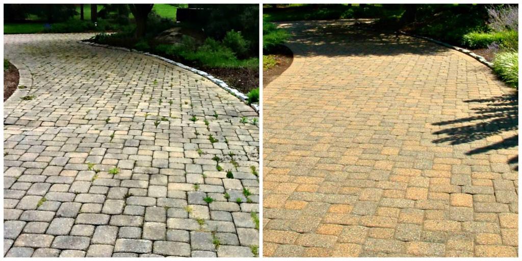 before and after walkway power pressure cleaning