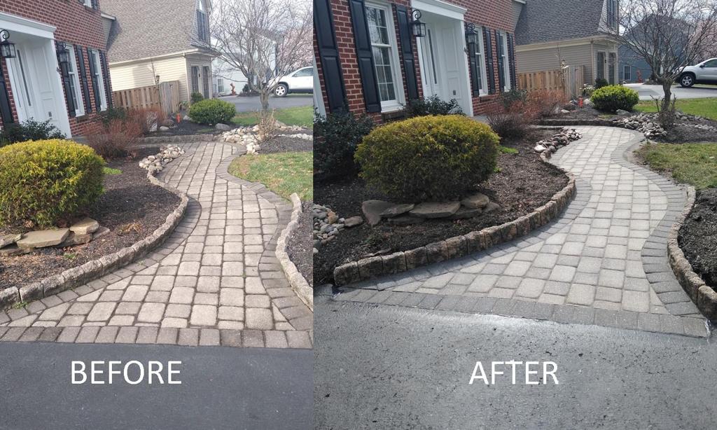 before and after walkway cleanup