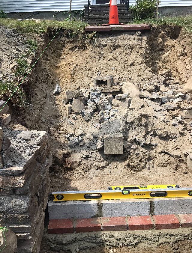 Demolished concrete steps